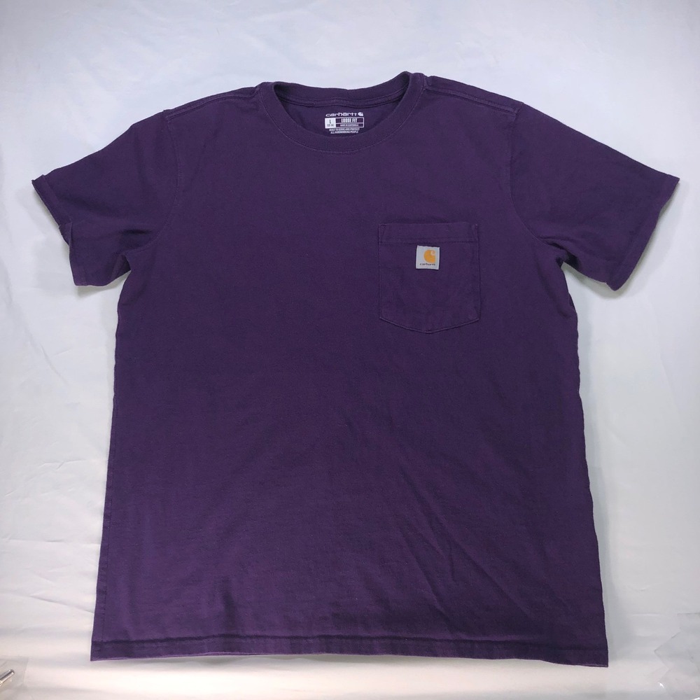 Carhartt K87-W Loose Fit Pocket T-Shirt Purple Cotton Youth Large L 12-14